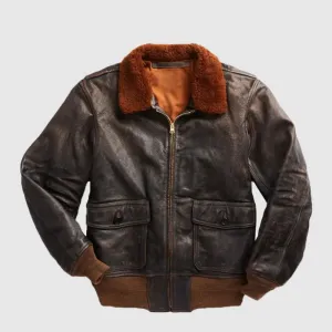 Premium Quality Sheepskin Shearling Leather Jacket Black / Brown