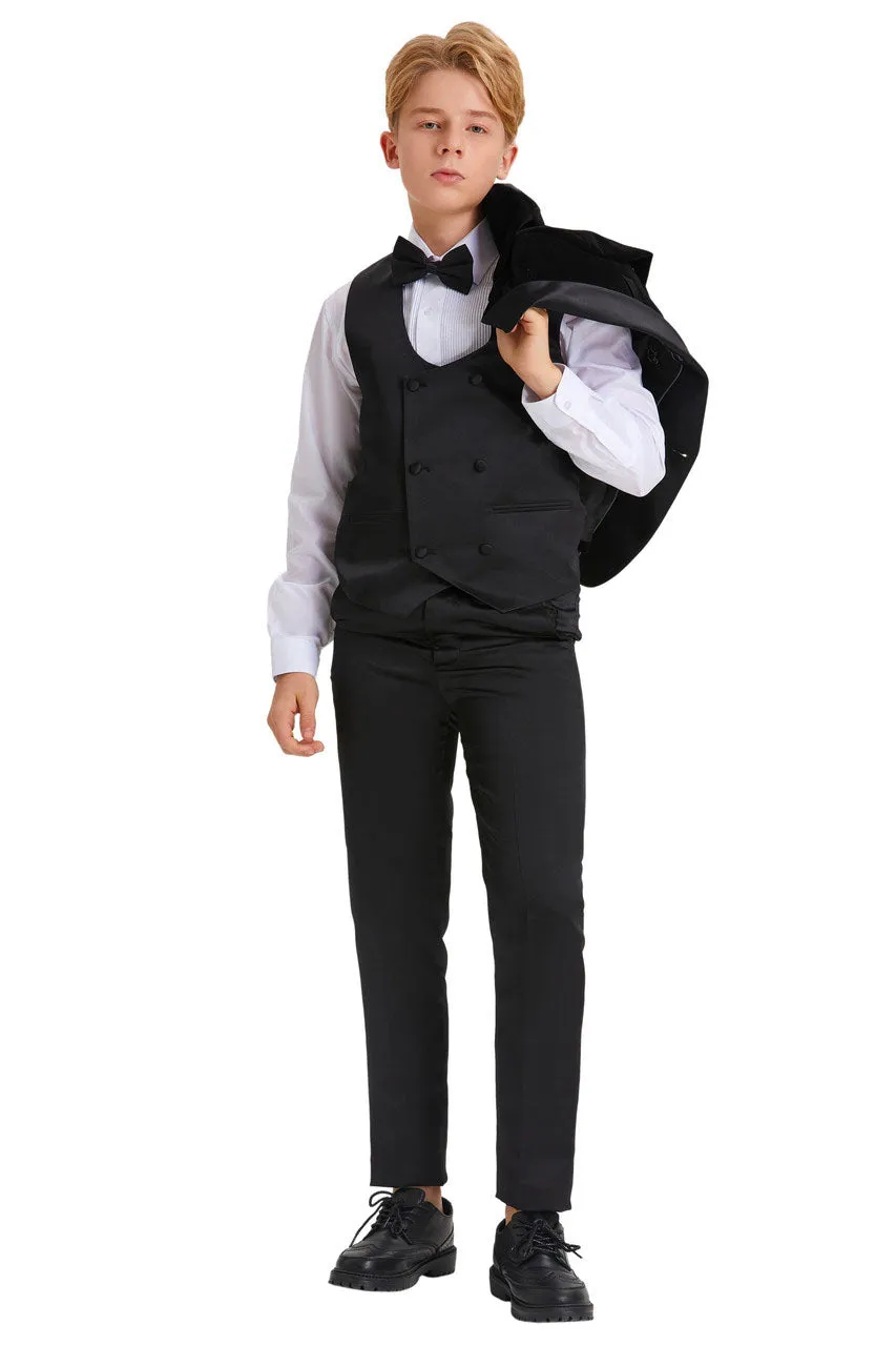 "Jayden" Tazio Kids Black Velvet Tuxedo (5-Piece Set)