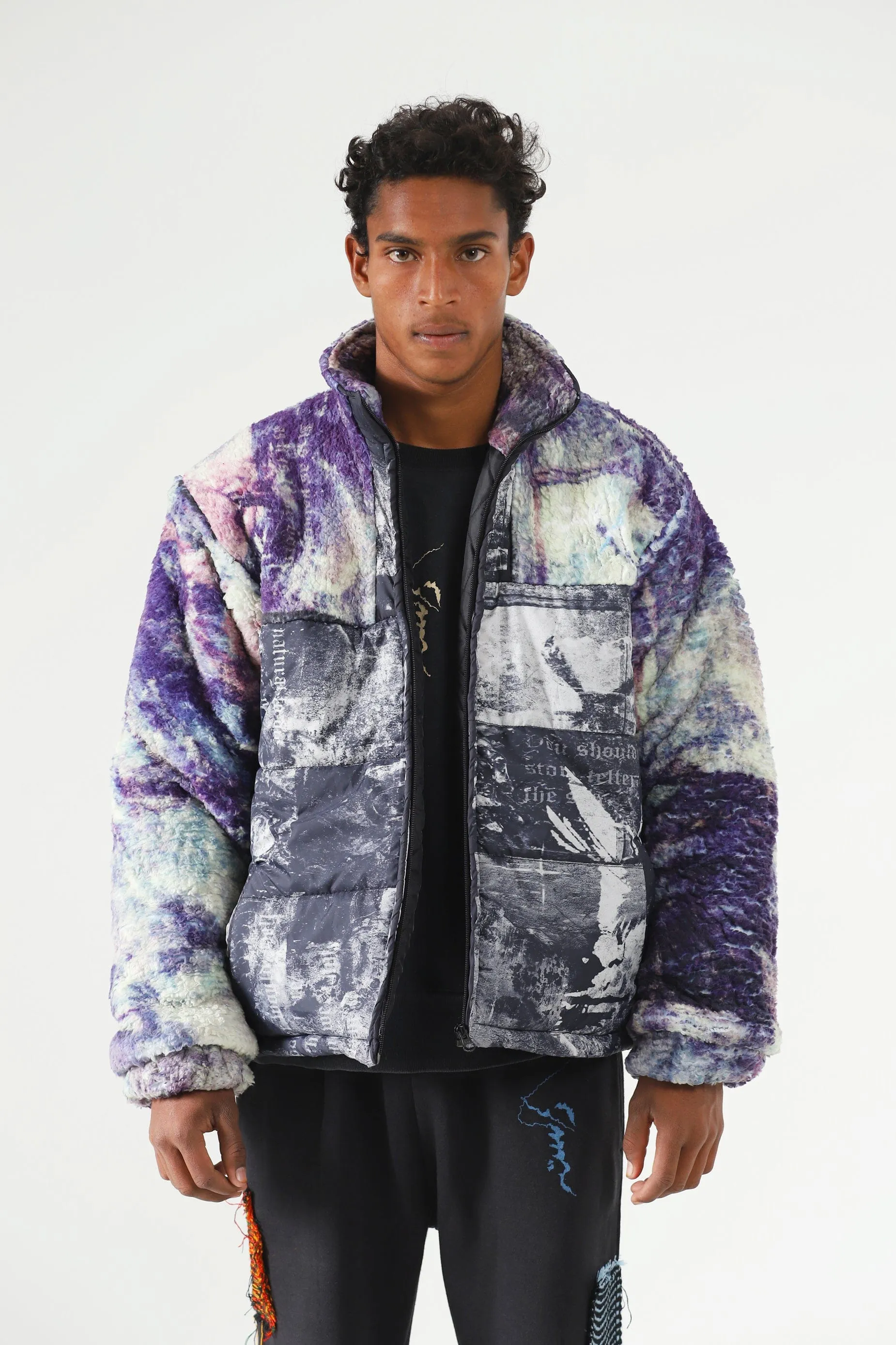 "SANDMAN" PRINTED SHERPA PUFFER JACKET