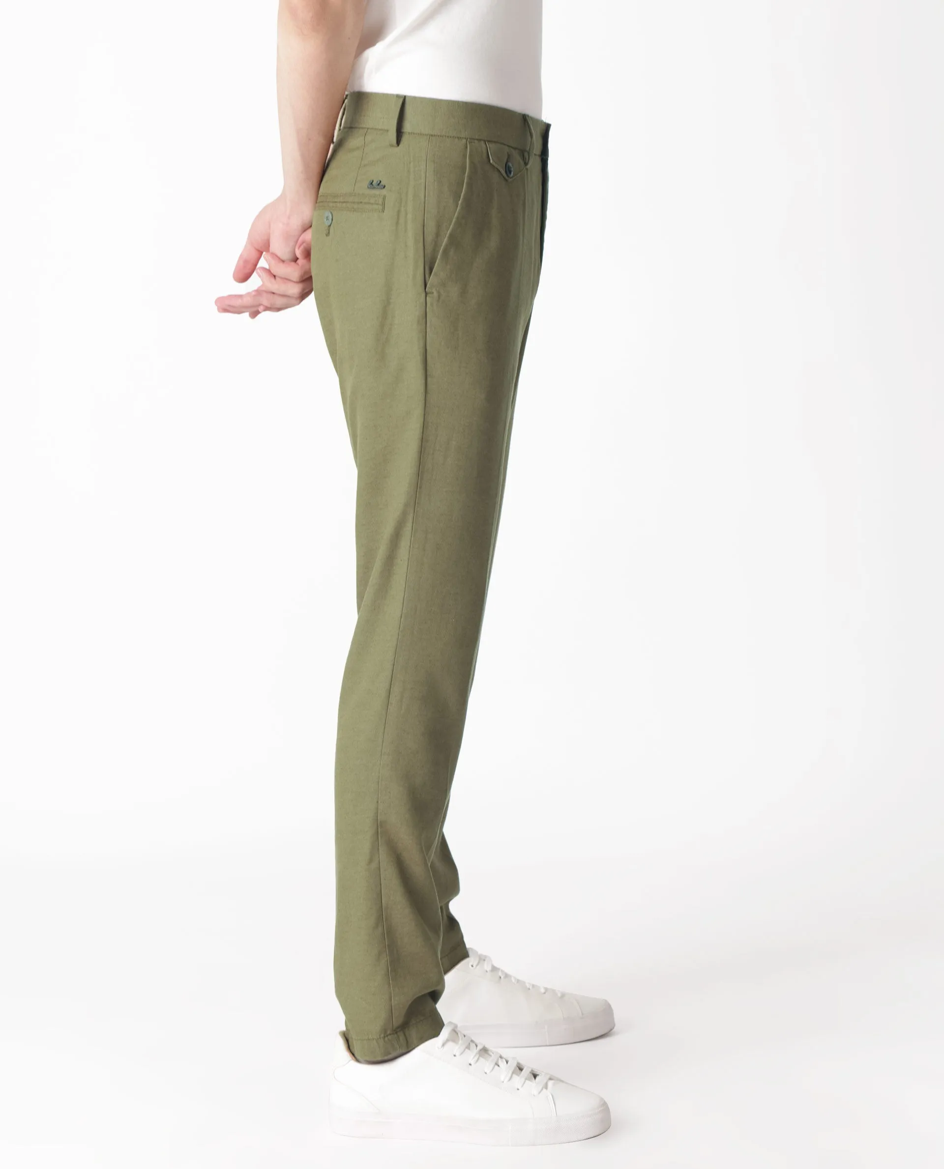 Rare Rabbit Men's Cameos Olive Solid Mid-Rise Regular Fit Trouser