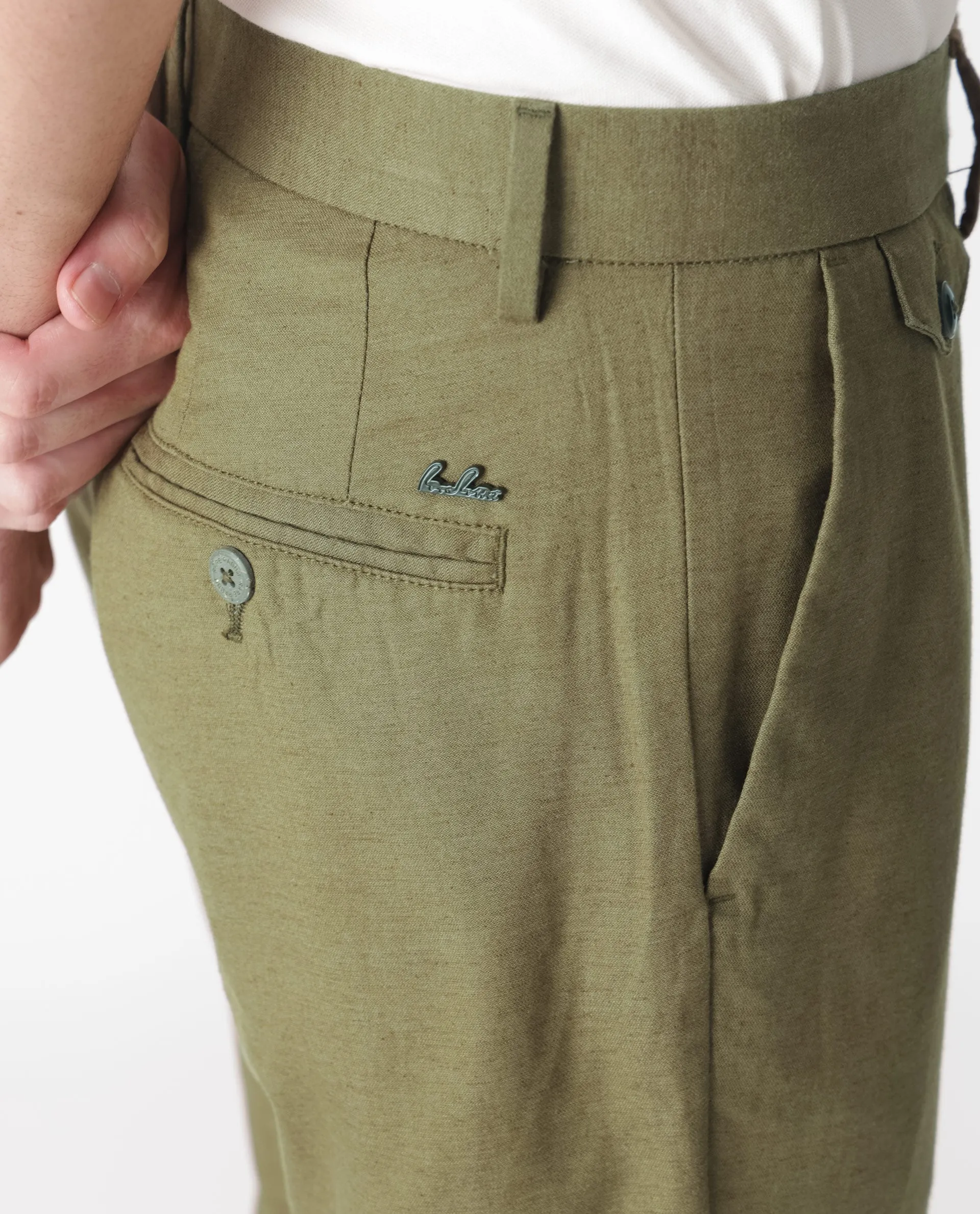 Rare Rabbit Men's Cameos Olive Solid Mid-Rise Regular Fit Trouser