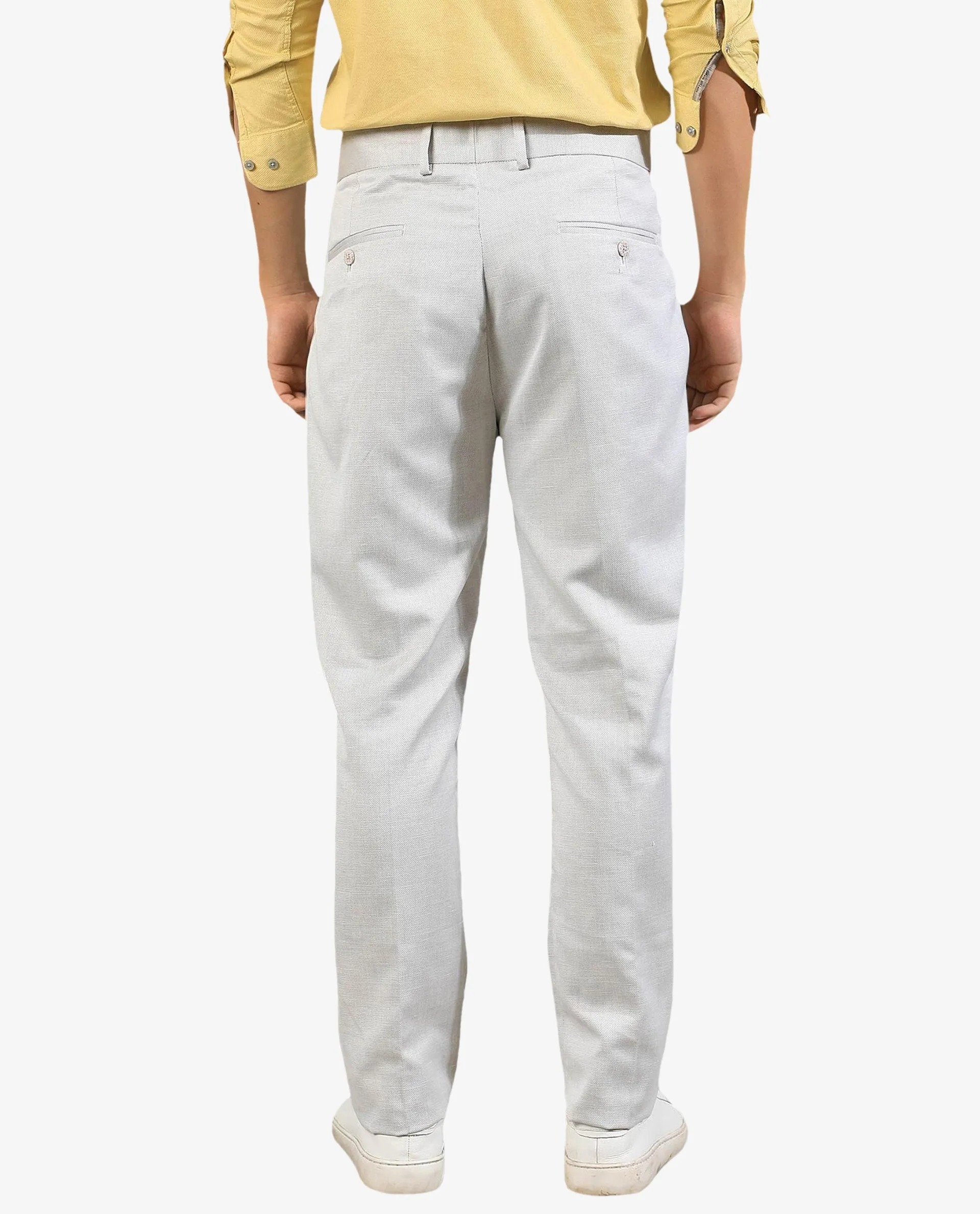 Rare Rabbit Men's Dexs Beige Mid-Rise Textured Regular Fit Cavalry Style Trouser