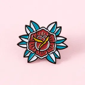 Red Flower tattoo inspired pin