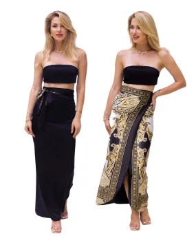 Reversible Wrap Skirt - Satin