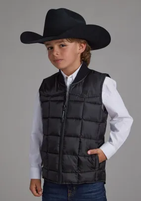 Roper Kids Boys Poly Fill Western Black 100% Polyester Softshell Vest