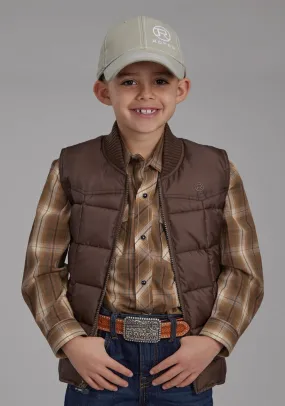 Roper Kids Boys Poly Fill Western Chocolate 100% Polyester Softshell Vest