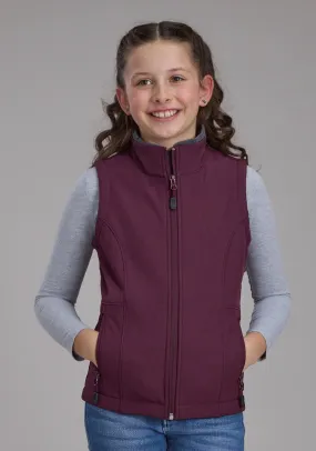 Roper Kids Girls Hi Tech Fleece Wine Polyester Softshell Vest