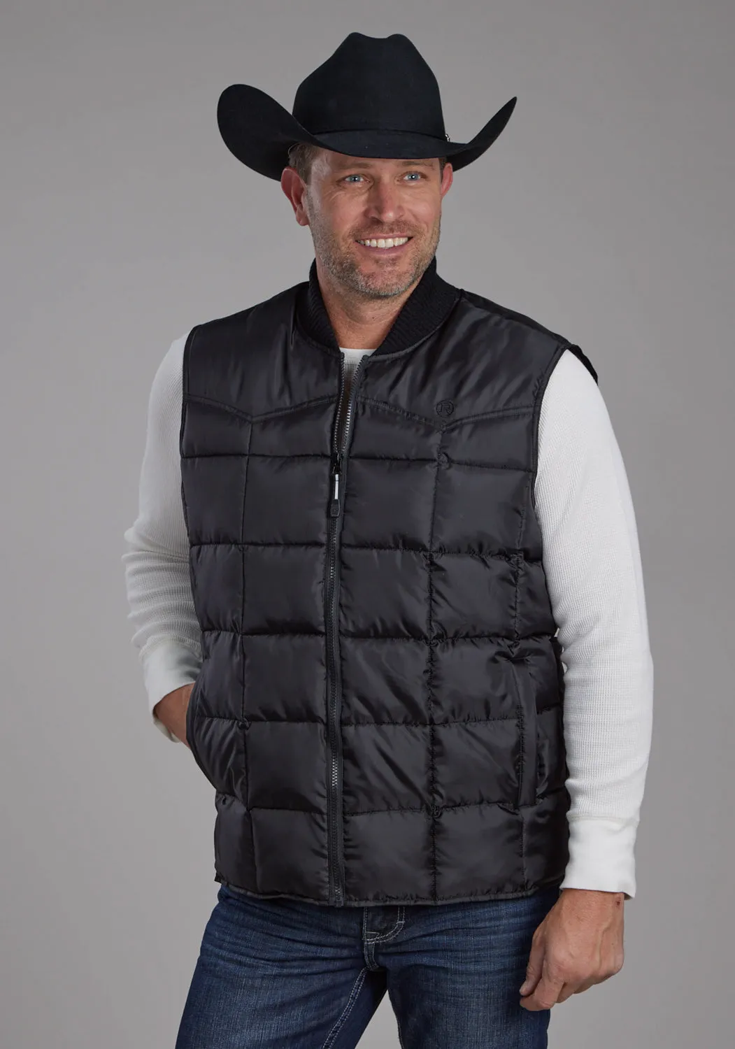 Roper Mens Insulated Western Black 100% Polyester Softshell Vest