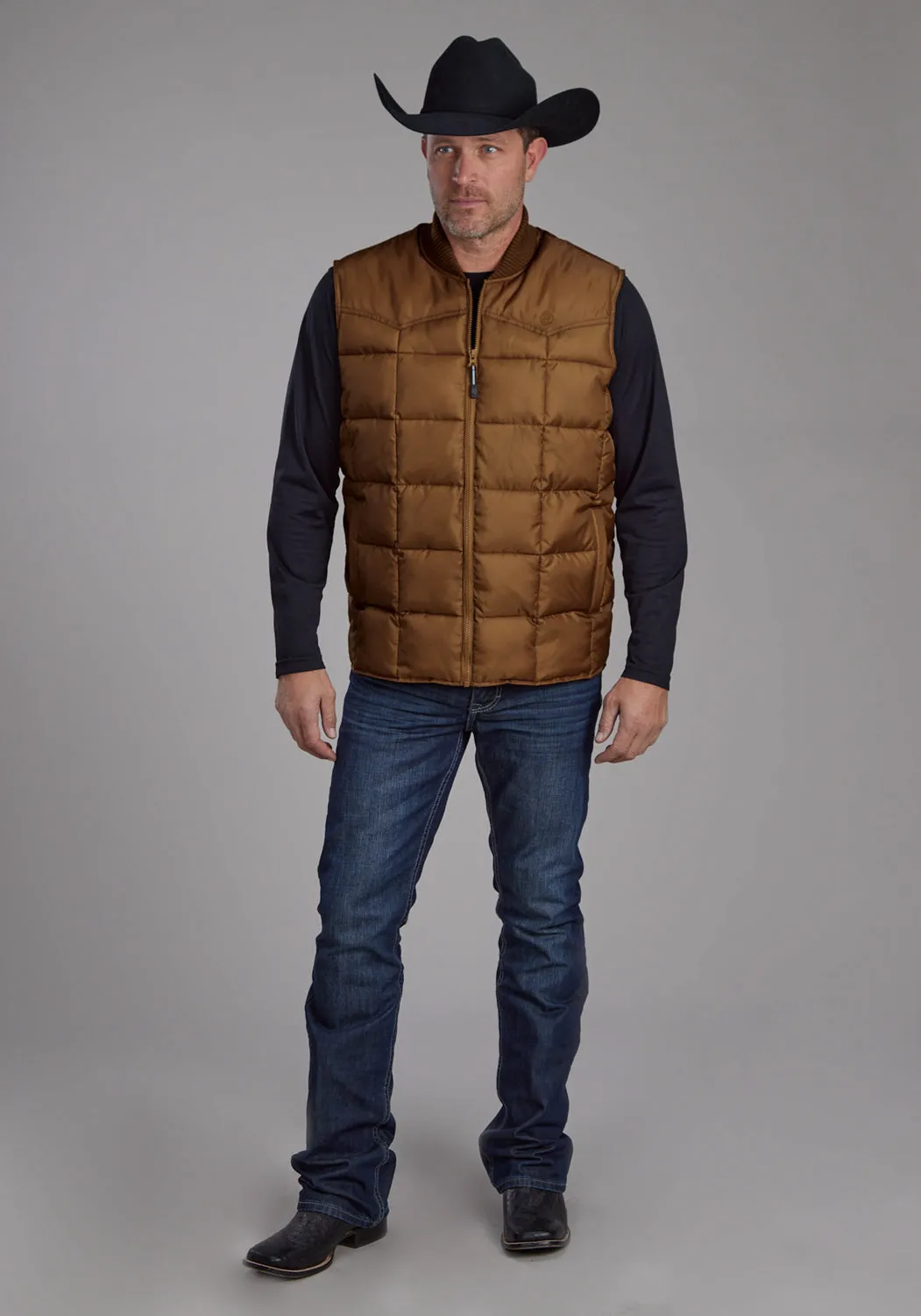 Roper Mens Insulated Western Caramel 100% Polyester Softshell Vest