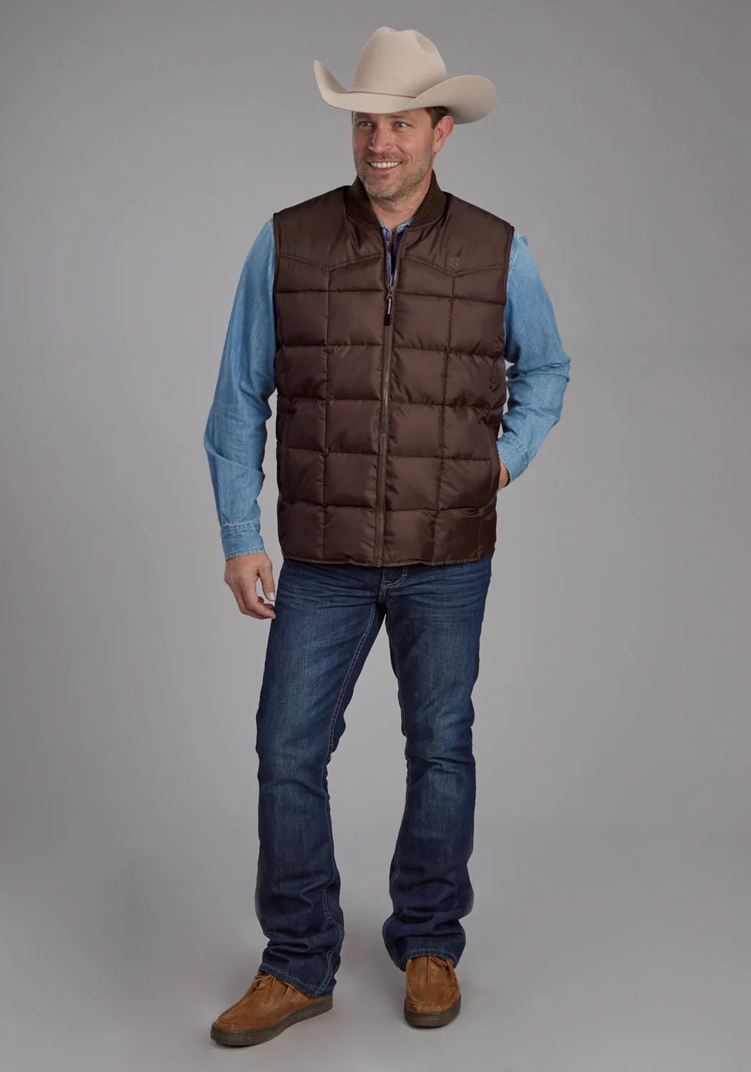 Roper Mens Insulated Western Chocolate 100% Polyester Softshell Vest