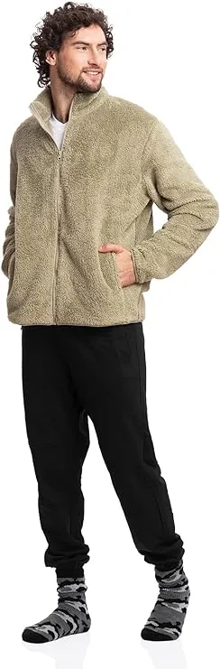 Rustic Elegance: Men's Sherpa Jacket in Olive - Classic Warmth for Winter Connoisseurs