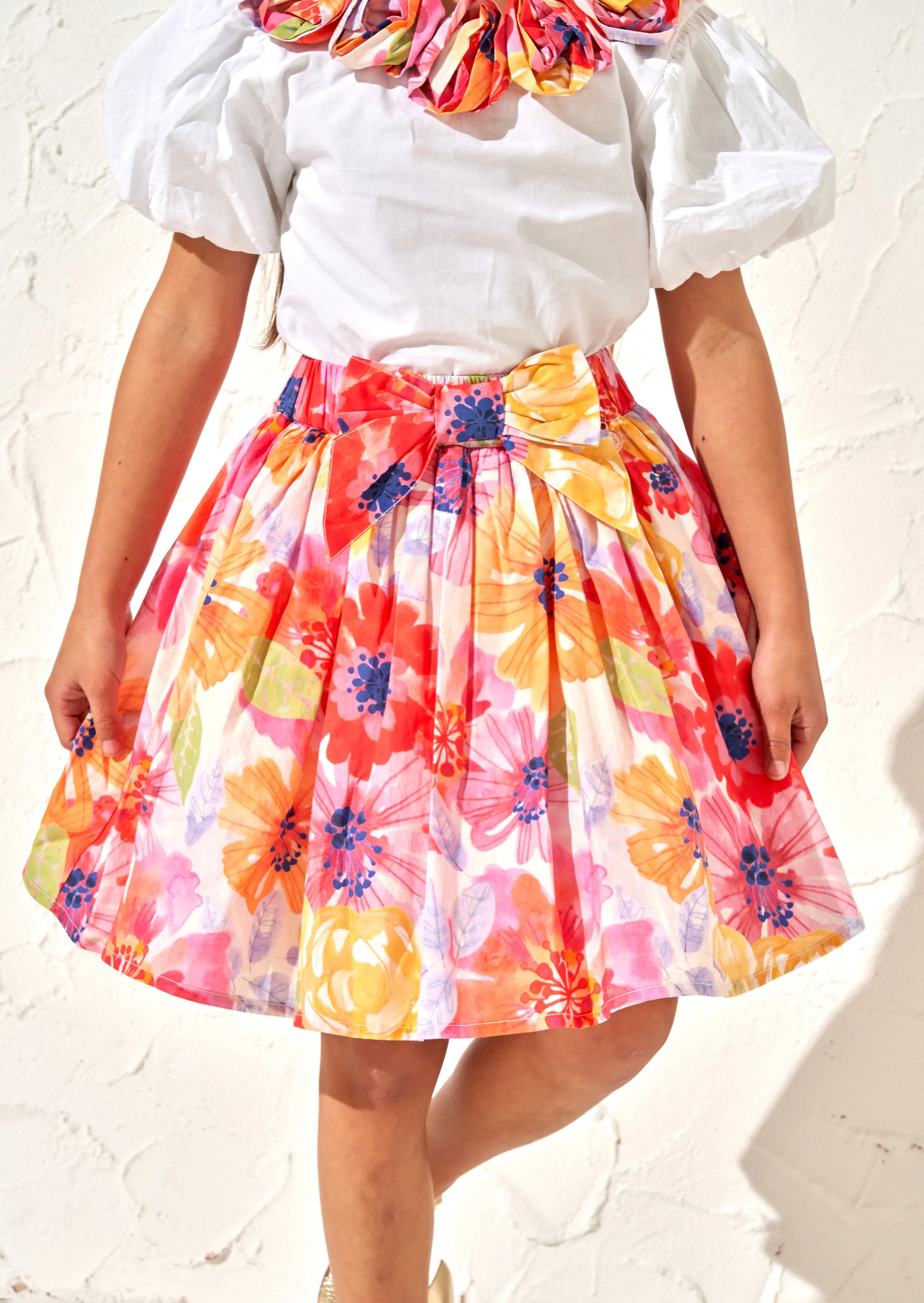 Sadie Red Floral Print Skirt