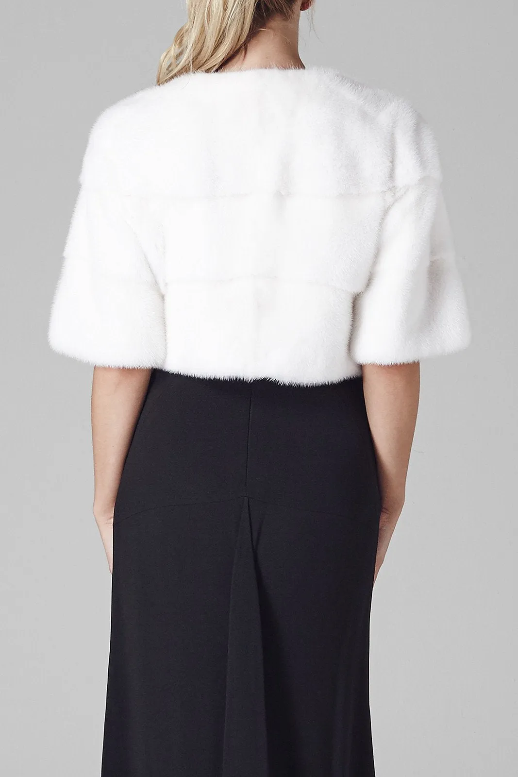 Sarah Mini Mink Fur Jacket Bianco