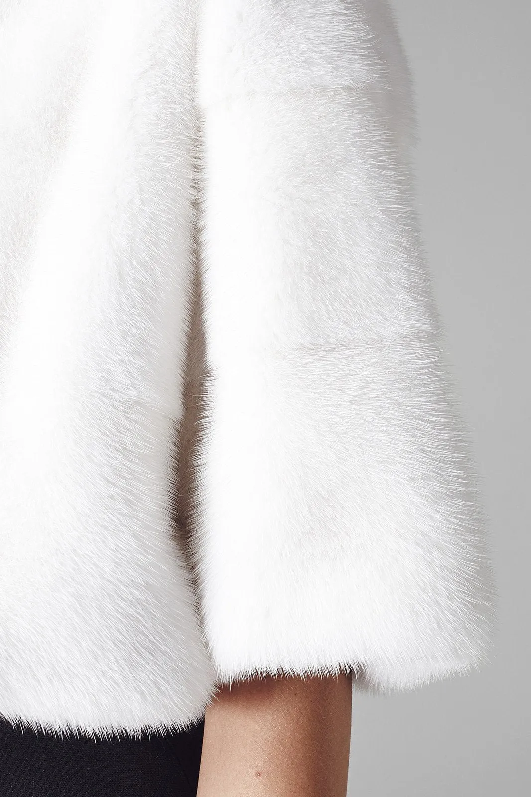 Sarah Mini Mink Fur Jacket Bianco