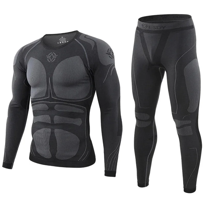 Seamless Men's Tactical Thermal Underwear Set for Outdoor Sports Breathable Training Cycling Thermo Long Johns