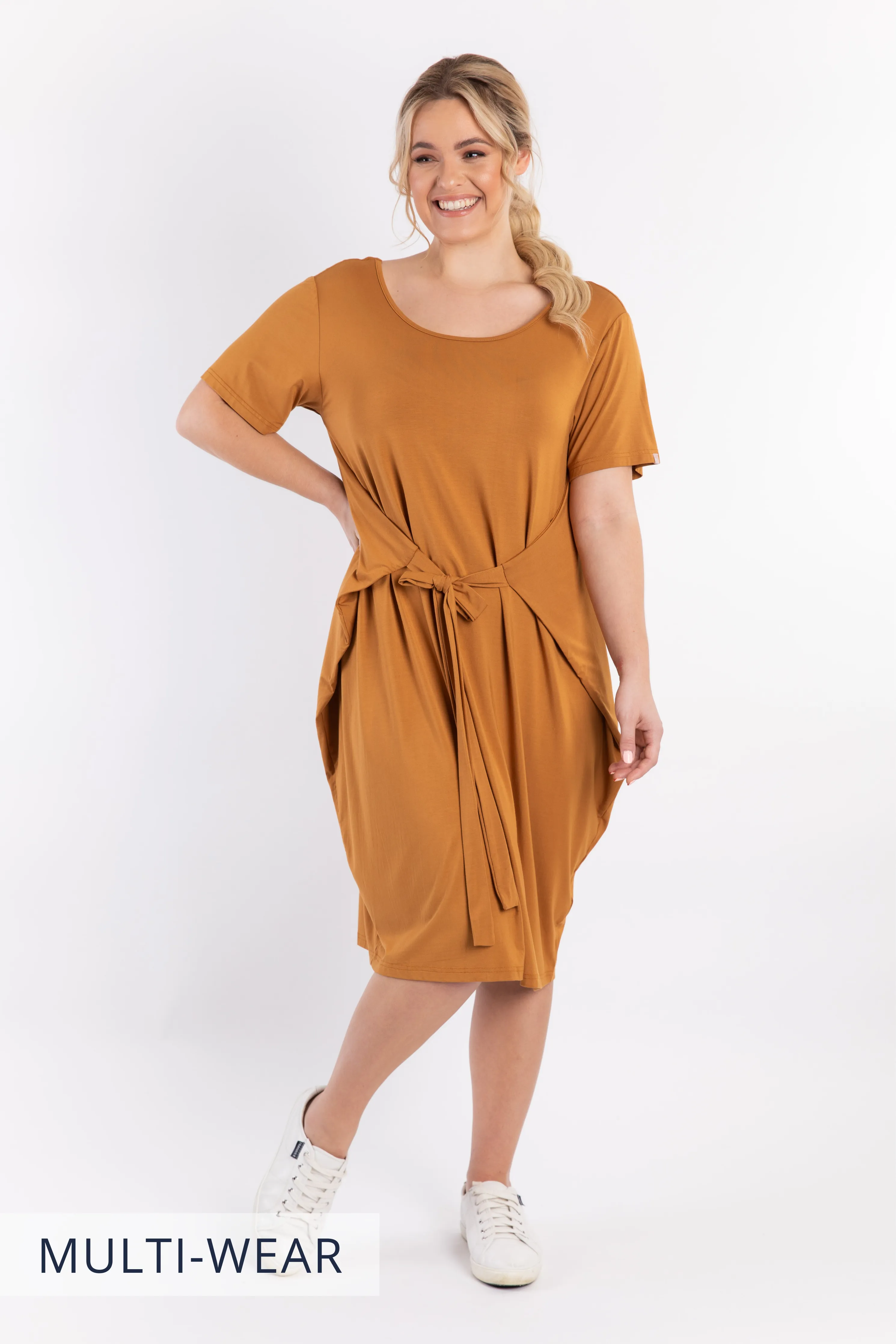 Short Sleeve Tidal Midi Dress | Outback Sand | FINAL SALE