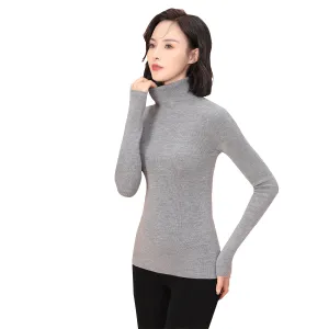 Sidiou Group Winter Thermal Underwear Top Fleece Basic Shirt Long Sleeve Seamless Knitted Woolen Warm Women Stand Collar Bottoming Shirt