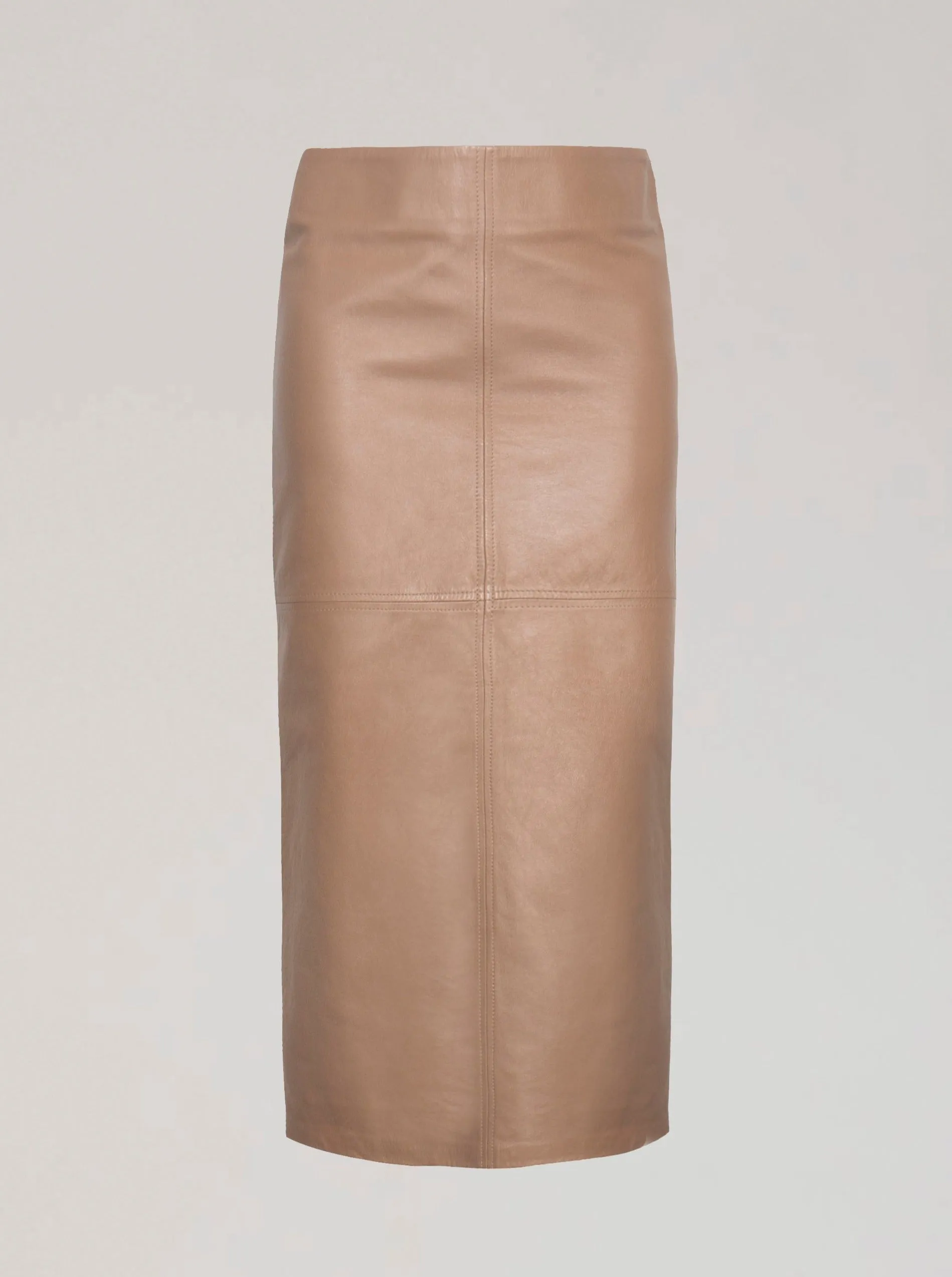 SIENNA LEATHER MAXI SKIRT - SESAME