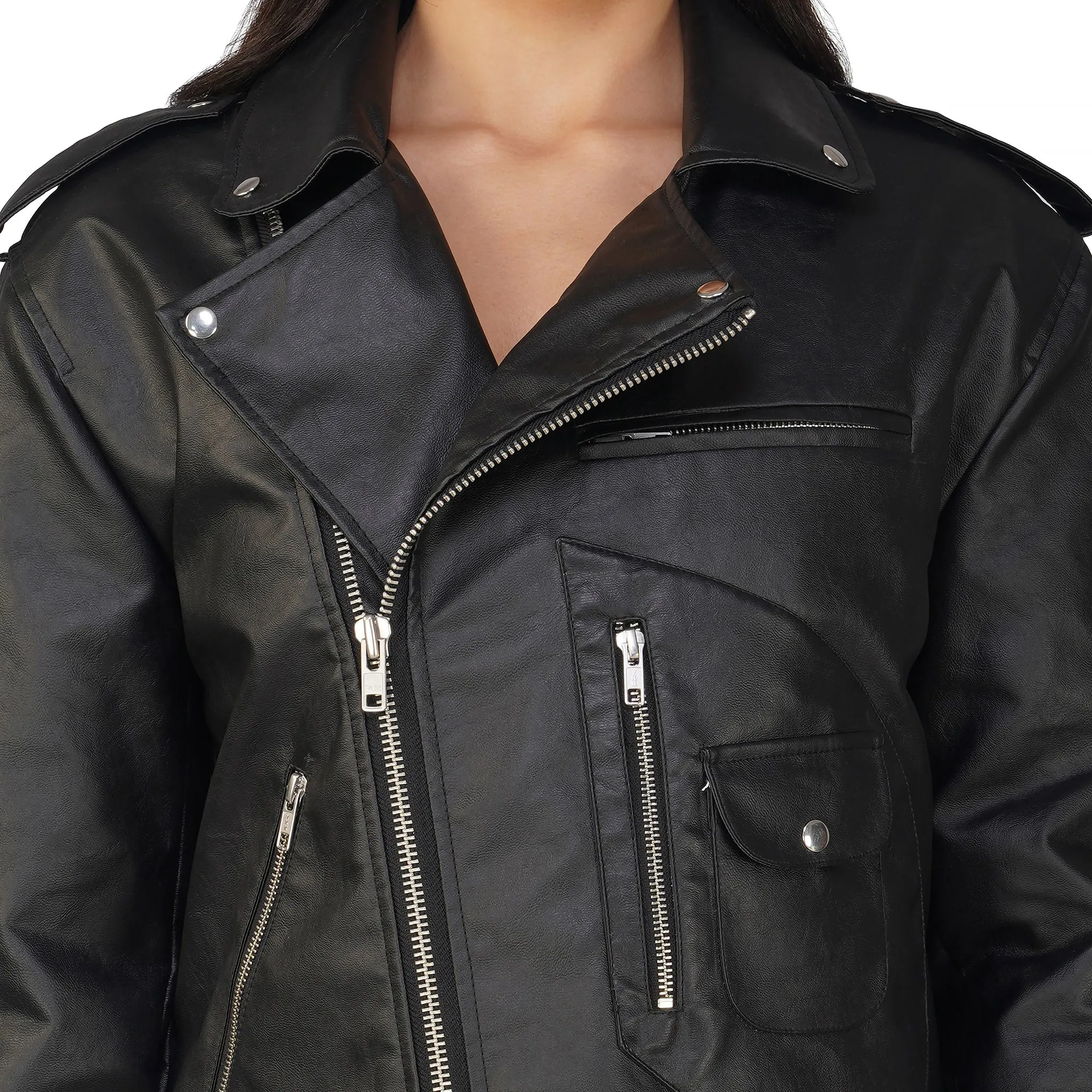 SLAY. Women's Black Faux Leather Jacket