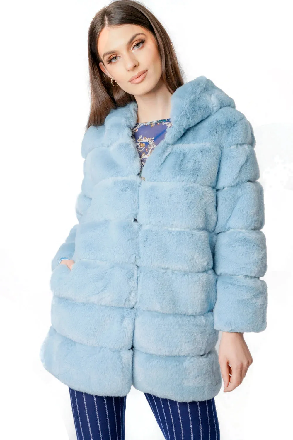 Soft Faux Fur Hooded Coat