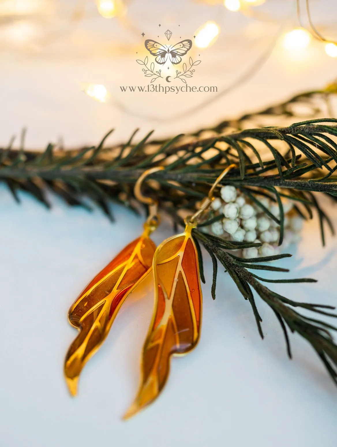 Stained glass inspired leaf earrings, Autumn version