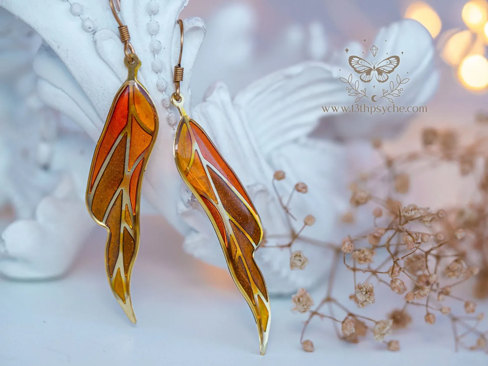 Stained glass inspired leaf earrings, Autumn version