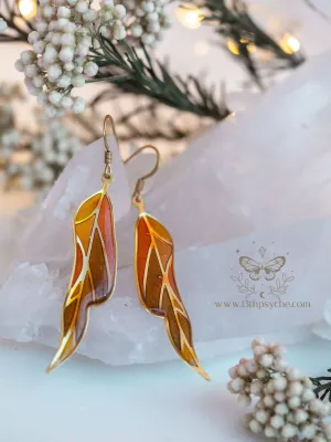 Stained glass inspired leaf earrings, Autumn version