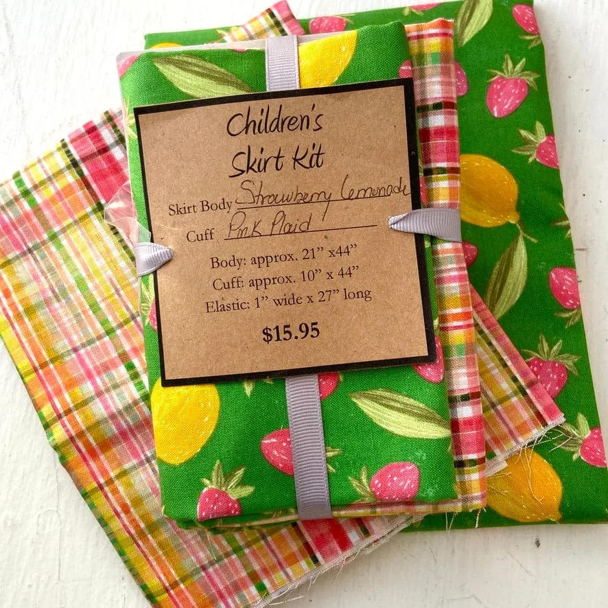 Strawberry Lemonade with Pink Plaid - Child's Skirt Kit 2024