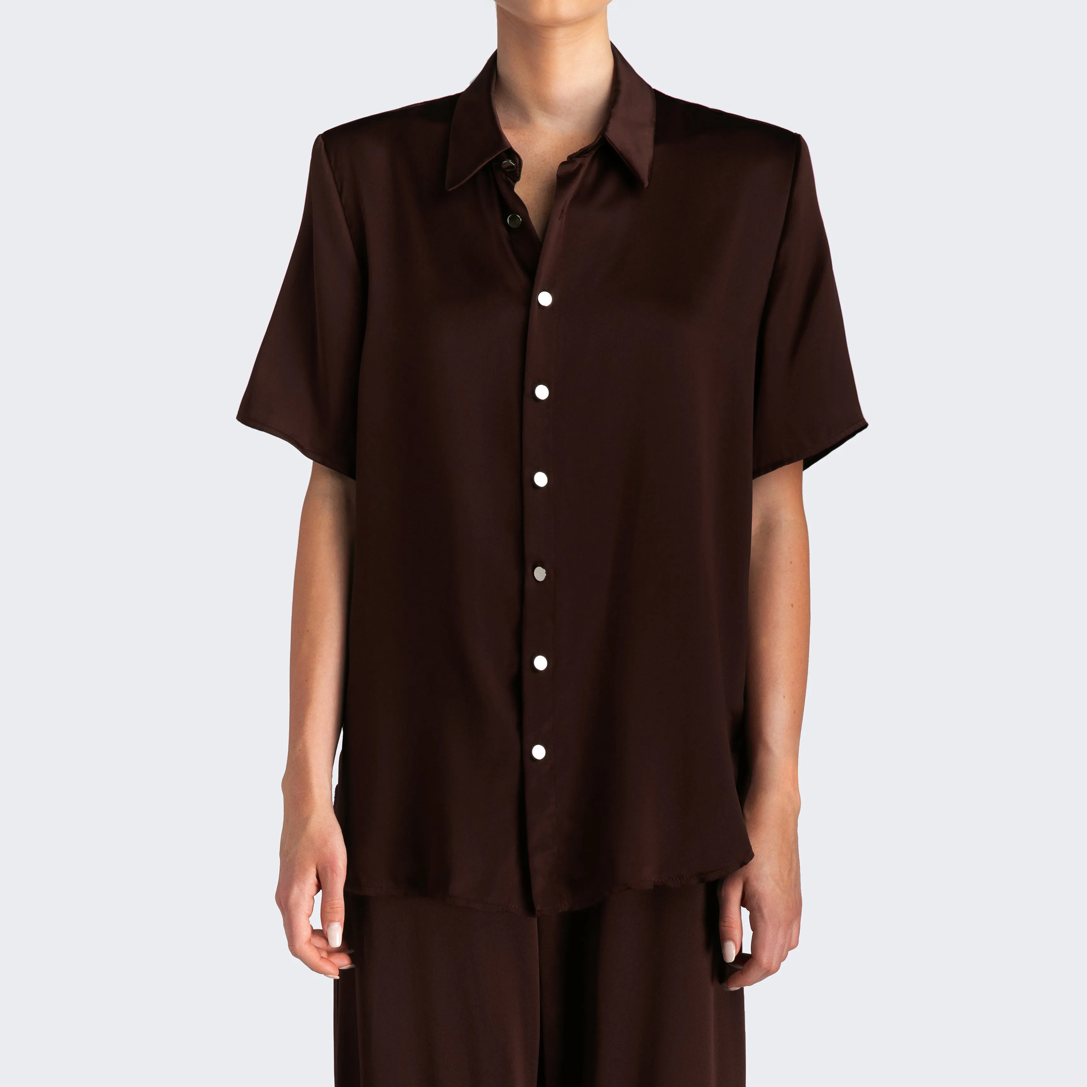 Studio Essential - Short Sleeve Blouse - Chocolate