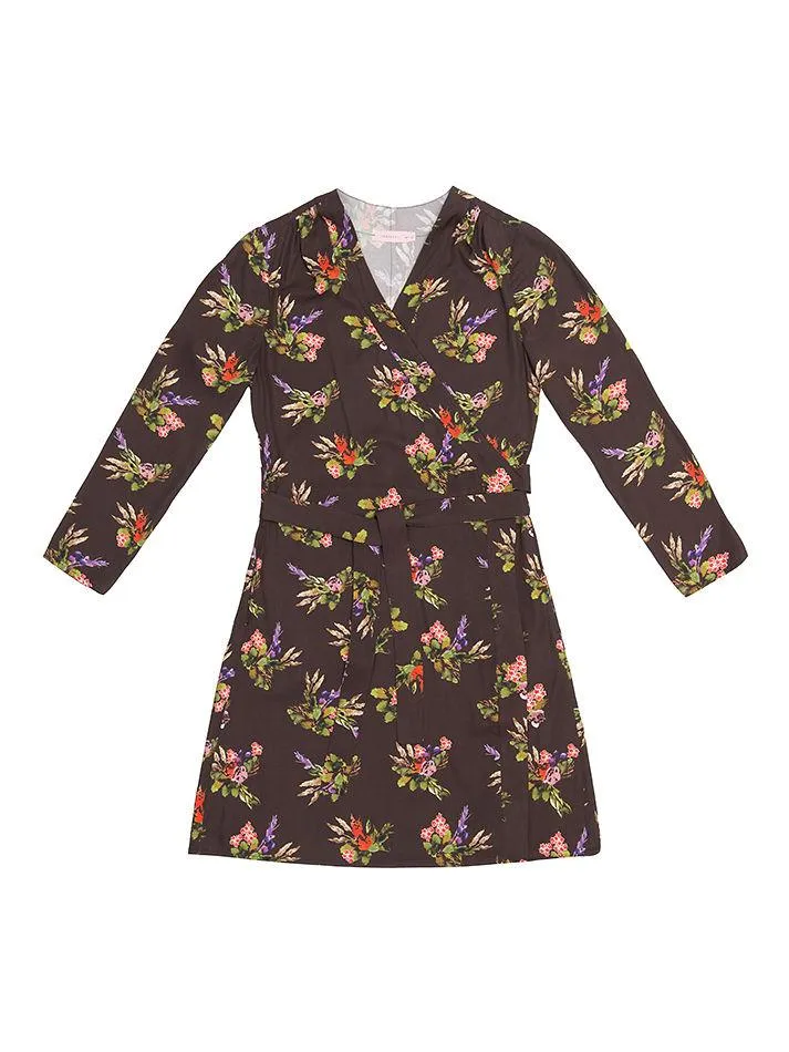 Terez  Lame Flower Print Wrap Dress