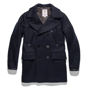 The Mendocino Peacoat in Navy Melton Wool