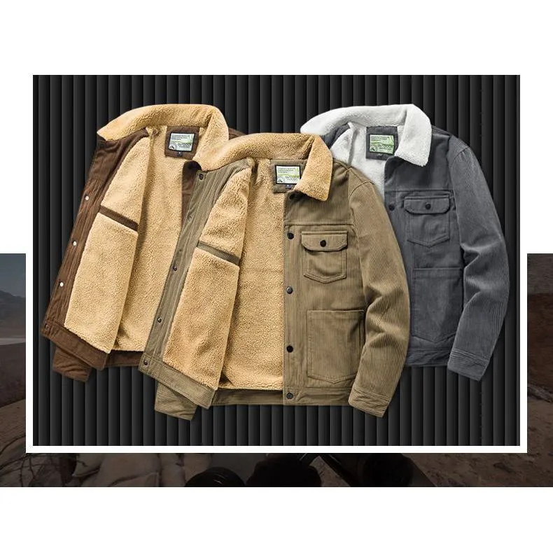 Thickened Lapel Collar Fur Collar Corduroy Sherpa Jacket