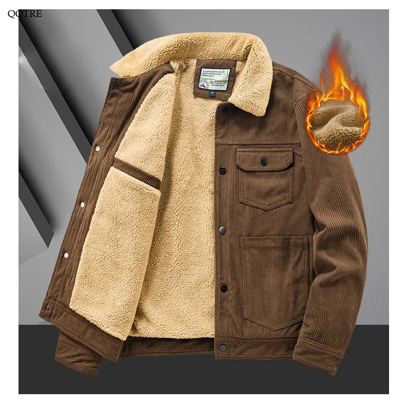 Thickened Lapel Collar Fur Collar Corduroy Sherpa Jacket