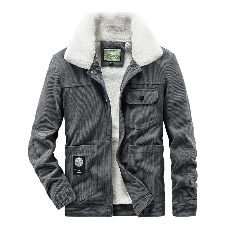 Thickened Lapel Collar Fur Collar Corduroy Sherpa Jacket