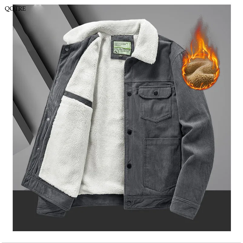 Thickened Lapel Collar Fur Collar Corduroy Sherpa Jacket