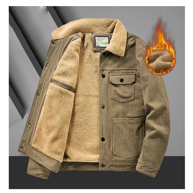 Thickened Lapel Collar Fur Collar Corduroy Sherpa Jacket