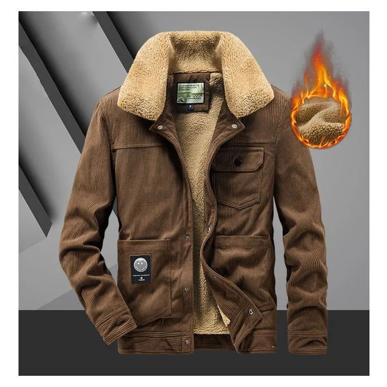 Thickened Lapel Collar Fur Collar Corduroy Sherpa Jacket