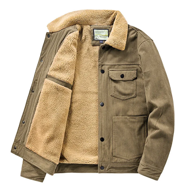 Thickened Lapel Collar Fur Collar Corduroy Sherpa Jacket