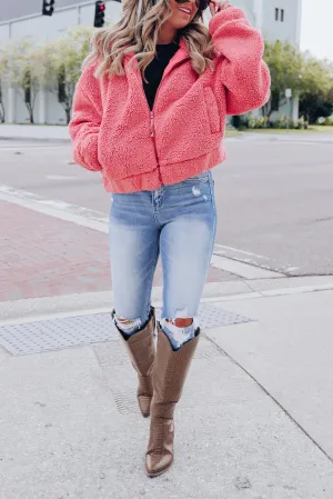 Uptown Moments Sherpa Jacket - Rose