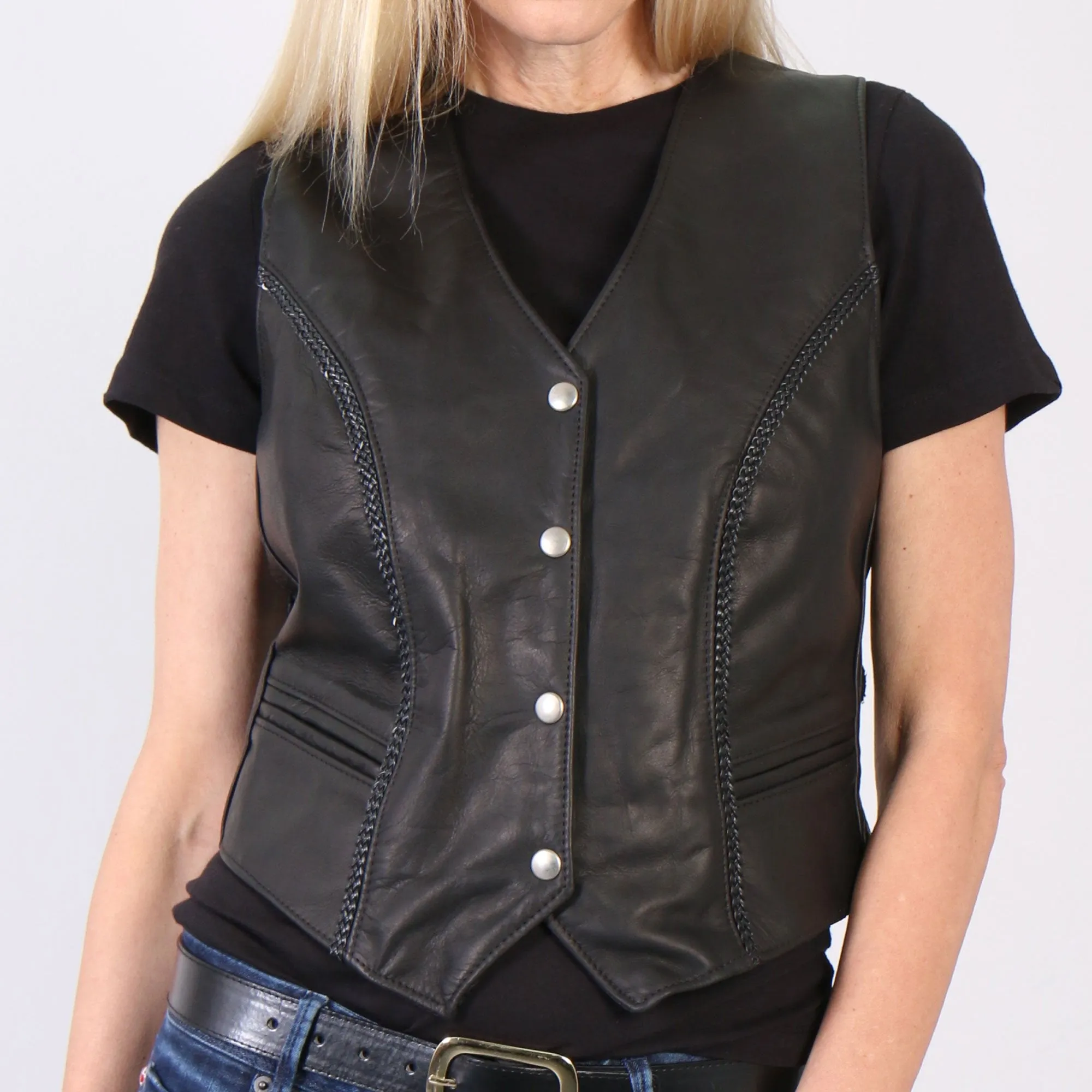 USA Made Ladies Leather Vest,  VSL5001-HL