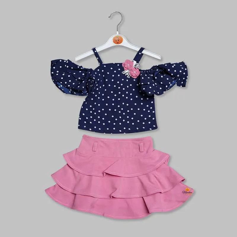 Western Set For Girls And Kids With Layered Pattern Skirt