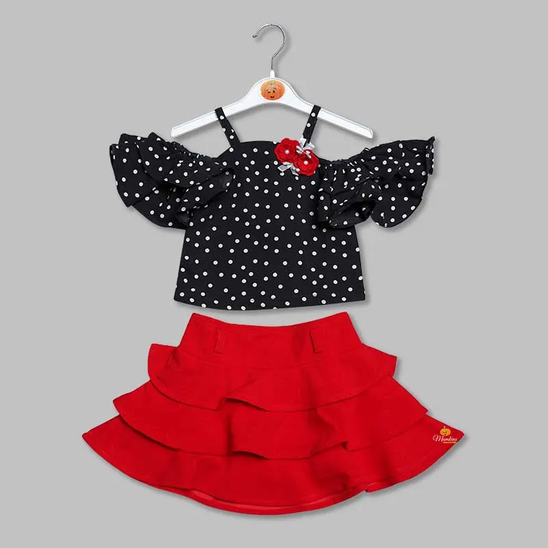 Western Set For Girls And Kids With Layered Pattern Skirt