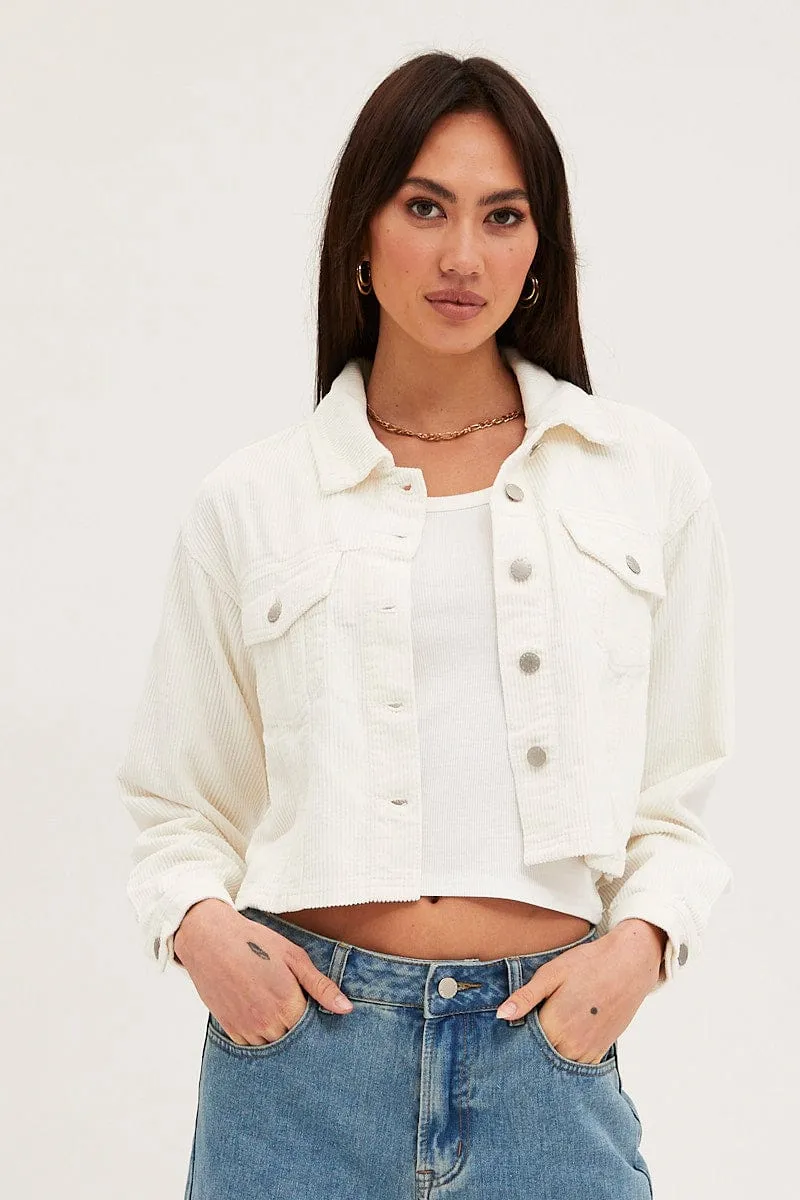 White Corduroy Jacket Long Sleeve