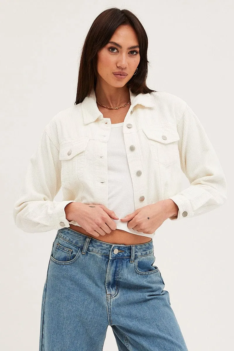 White Corduroy Jacket Long Sleeve