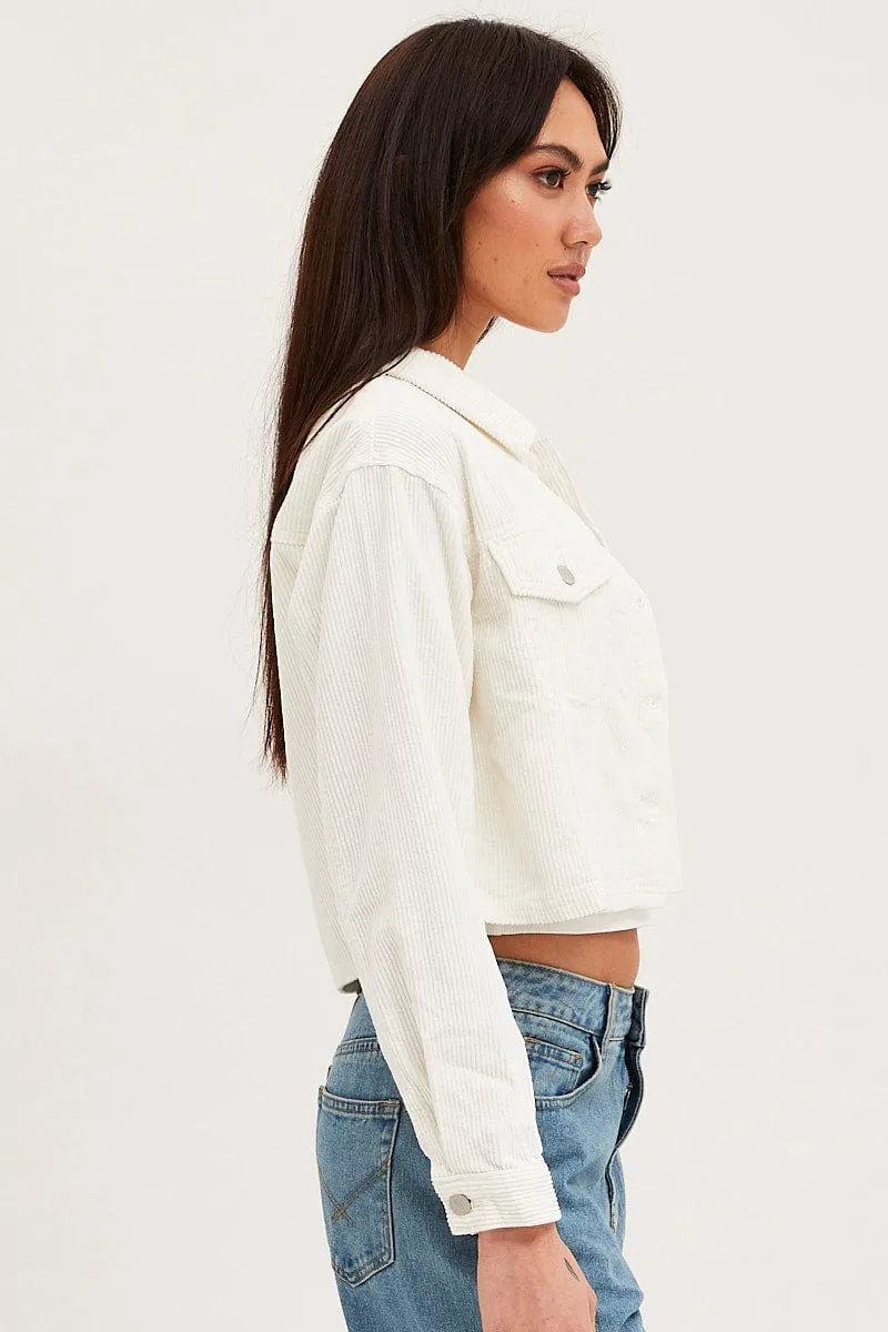 White Corduroy Jacket Long Sleeve