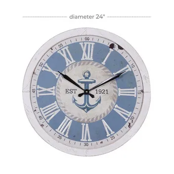 White Metal Coastal Nautical Wall Clock - 24" x 24" x 2"