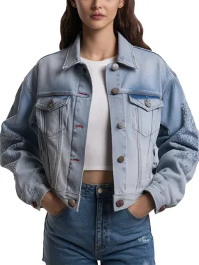 Women's Cropped Light Blue Ember Denim Jacket