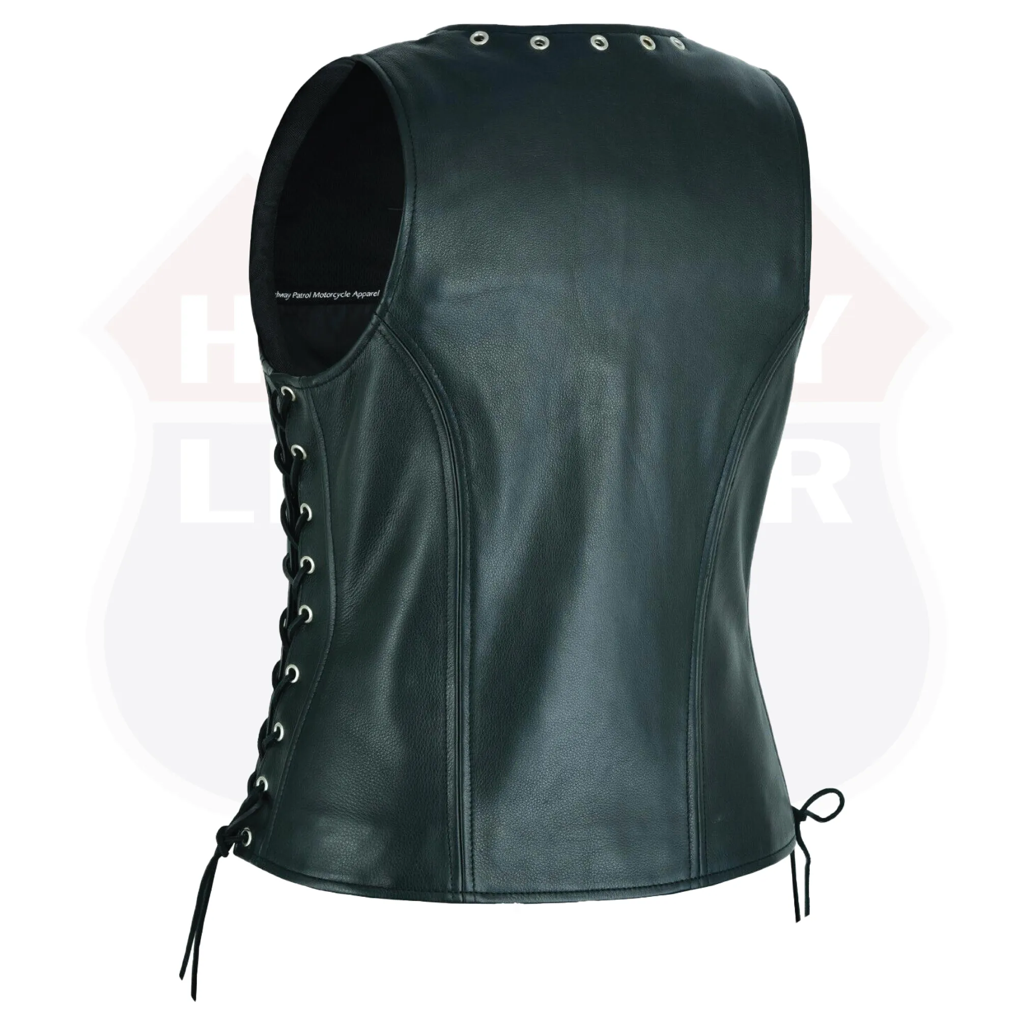 Women's Eyelet  Leather Vest - Longer Length HL14682