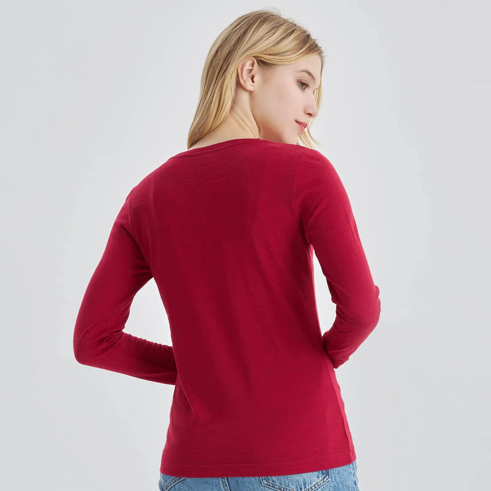 Women's Merino 170g Classic All-Season Base Layer Crew Burgundy