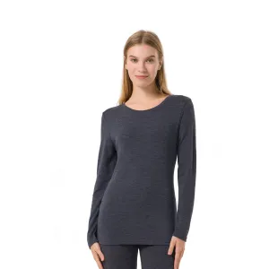 Women's Merino 250g Long Sleeve Crewe Thermal Top Dark Grey Heather